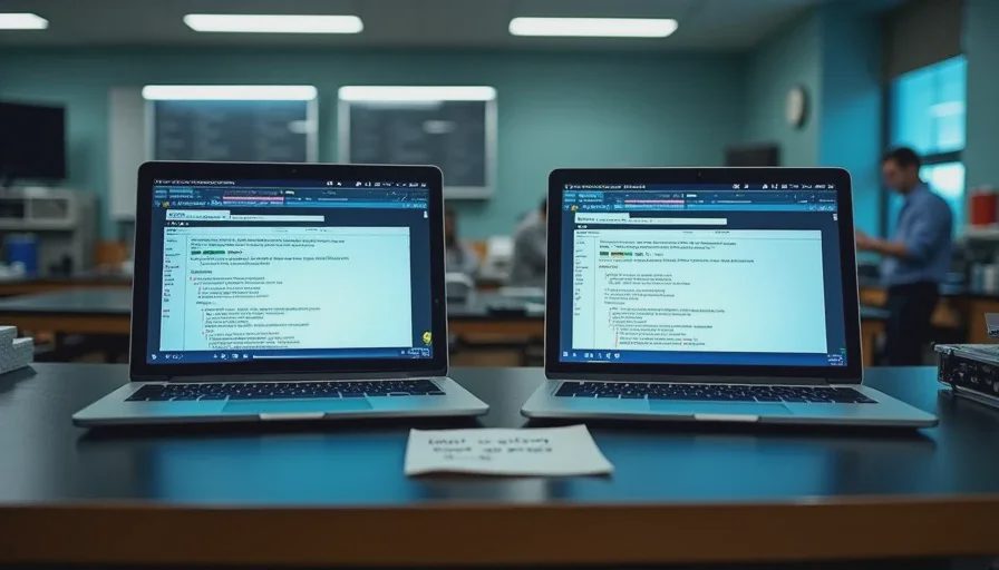 Two laptops testing non-streaming 32K cap and streaming 64K cap with errors.