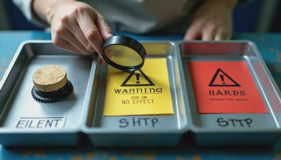Three-tray workbench: Silent, Warning, Hard signal layers with physical tags.